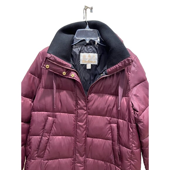 NEW Barbour Weatheram Quilt Longline Puffer Coat Purple Wine Womens Size 10 US - Picture 6 of 9